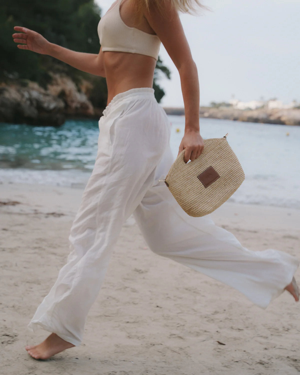 Nim The Label Leather Trimmed Raffia Mini