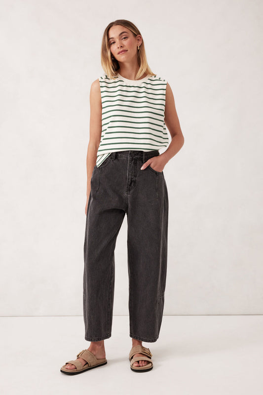 Ceres Life Darted Barrel Jean, Faded Black