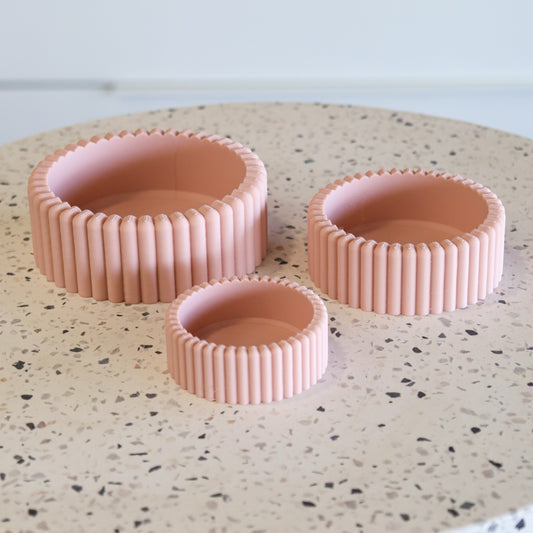 Printing Potters Scalloped Trinket Bowl Set, Light Dusty Pink