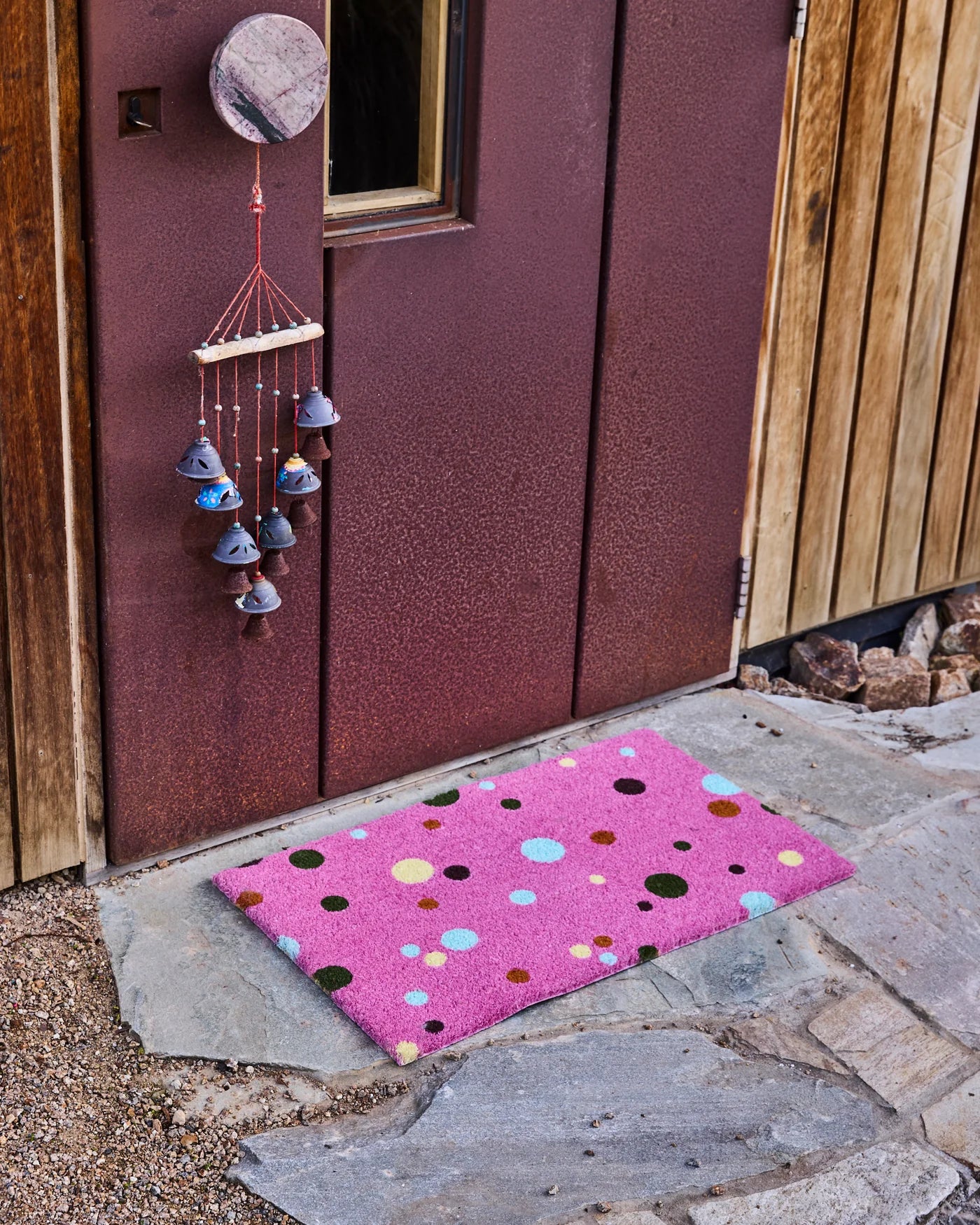 Kip & Co Coir Door Mat, Polkadot Pink