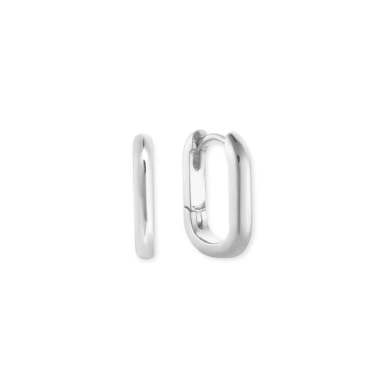 ToniMay Paperclip Polished Huggies, Medium Silver