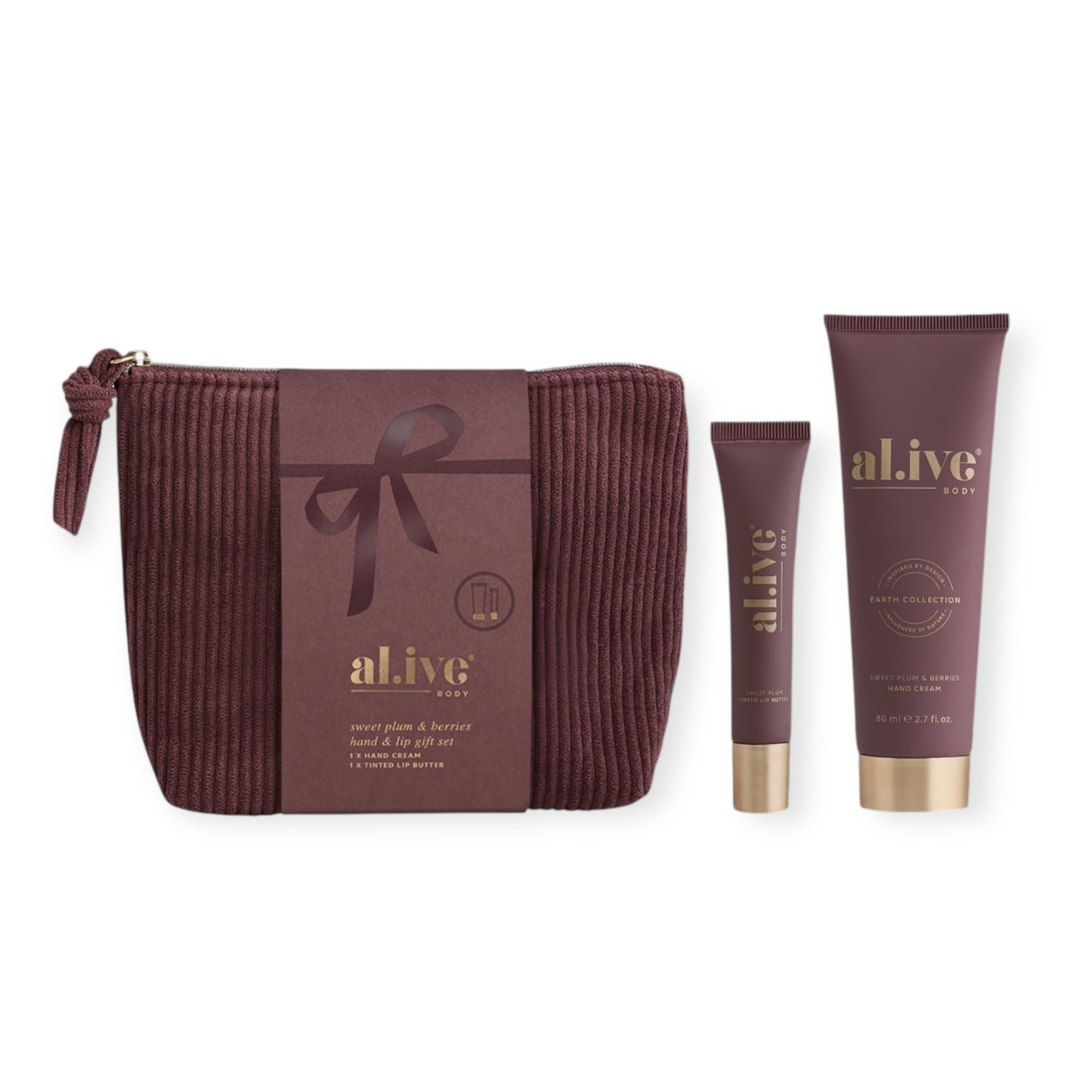Al.ive Holiday Gifting Hand & Lip Gift Set, Sweet Plum & Berries