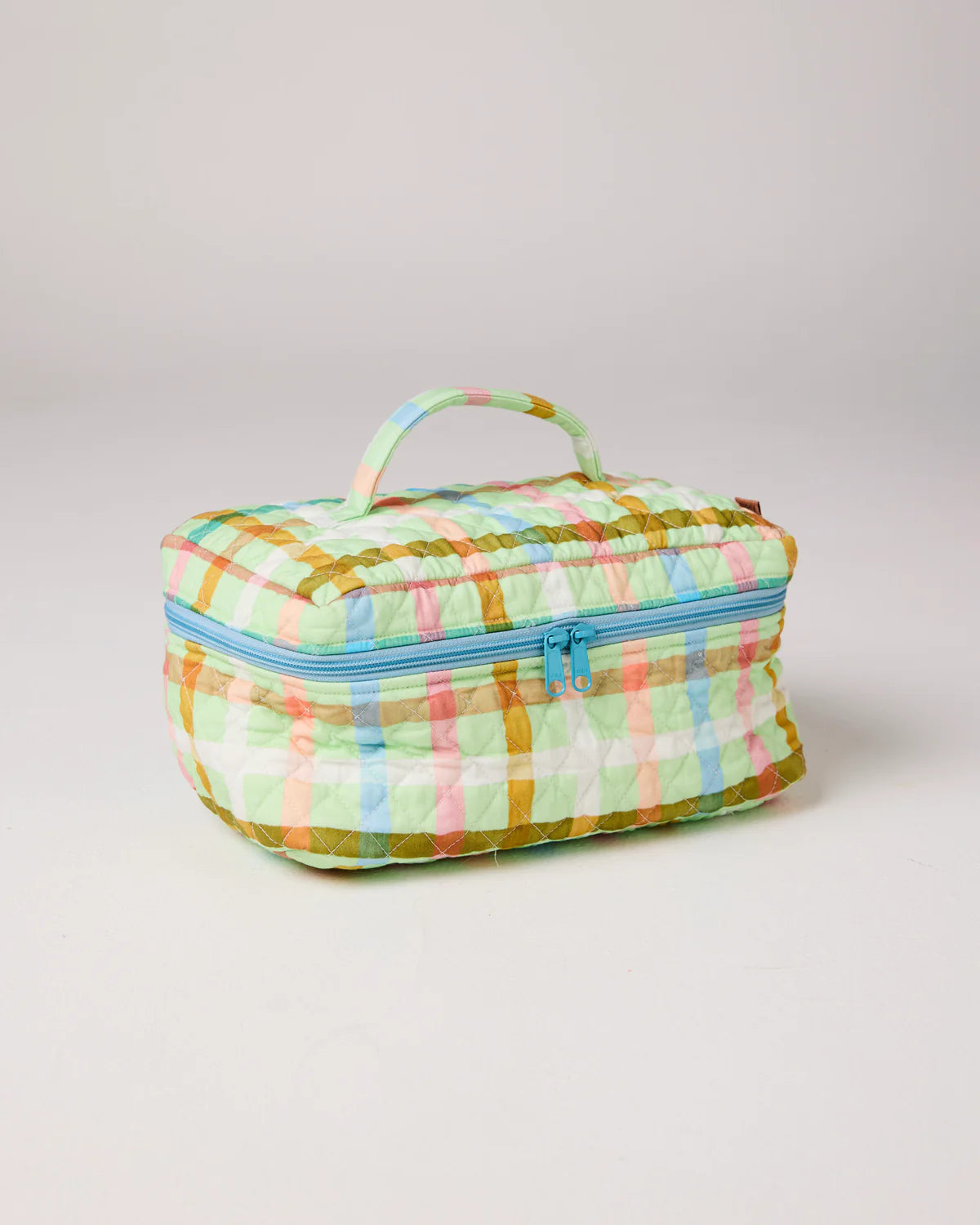 Kip & Co Quilted Cotton Toiletry Case, Candy Check Mint