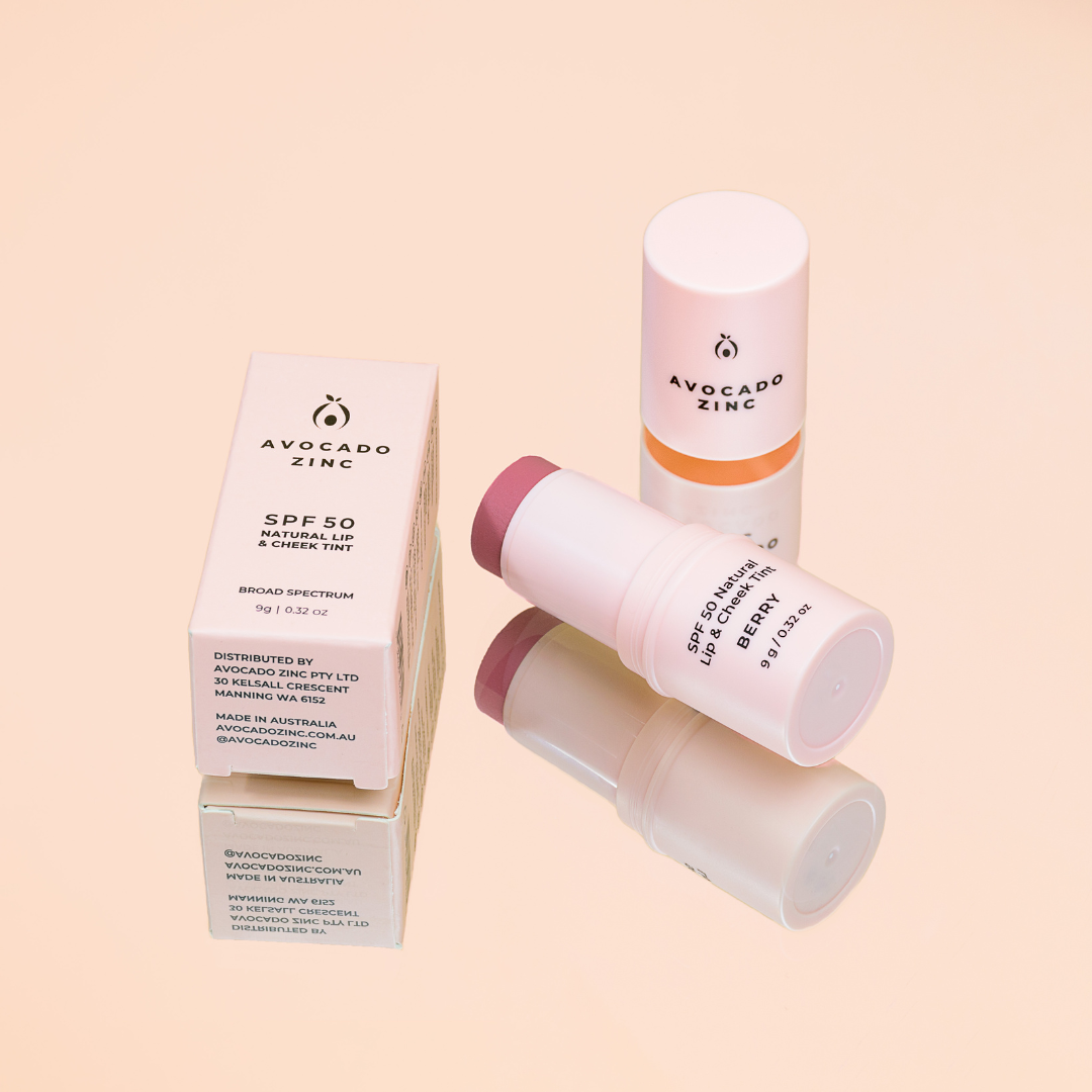 Avocado Zinc SPF 50 Natural Lip & Cheek Tint, Berry