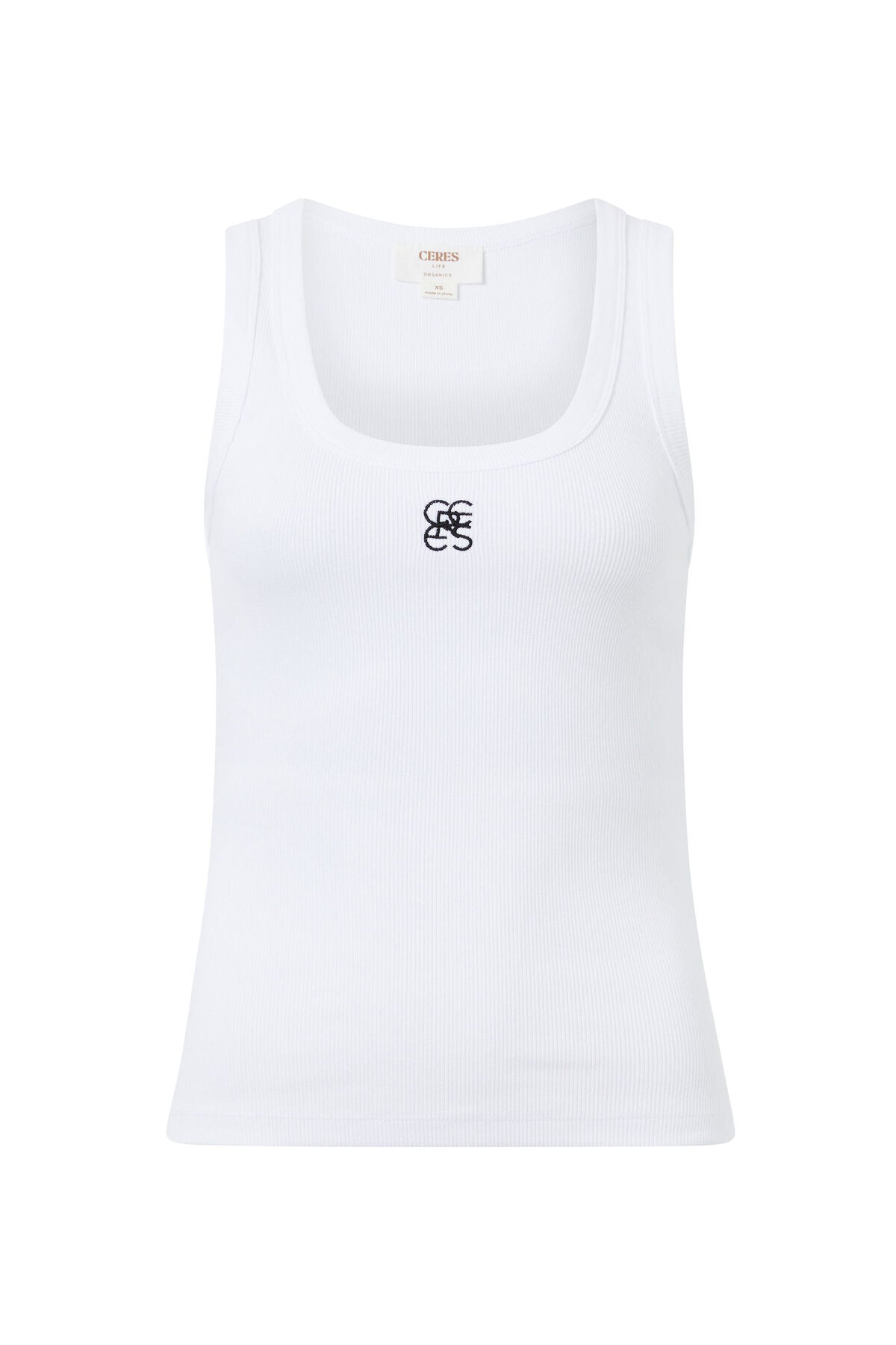 Ceres Life Contour Rib Scoop Tank, White