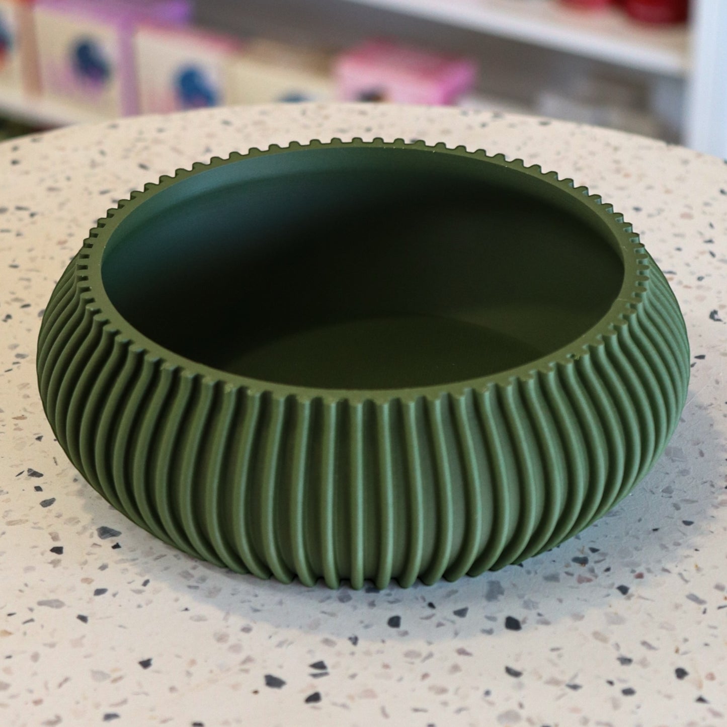 Printer Potters Ribbed Key Bowl, Moss Green