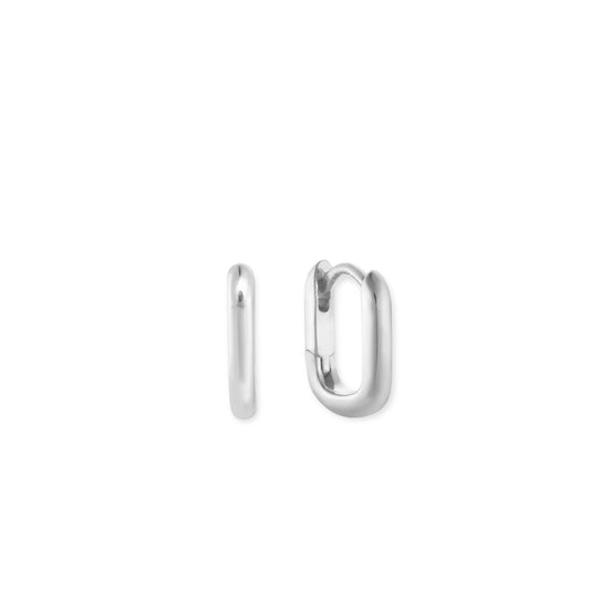 ToniMay Paperclip Polished Huggies, Small Silver