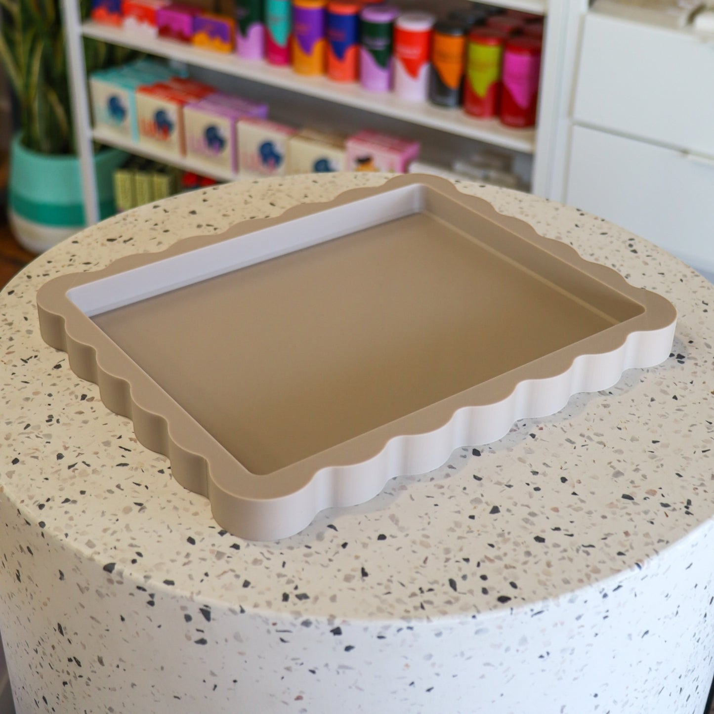 Printing Potters Wave Tray - Large, Oatmeal