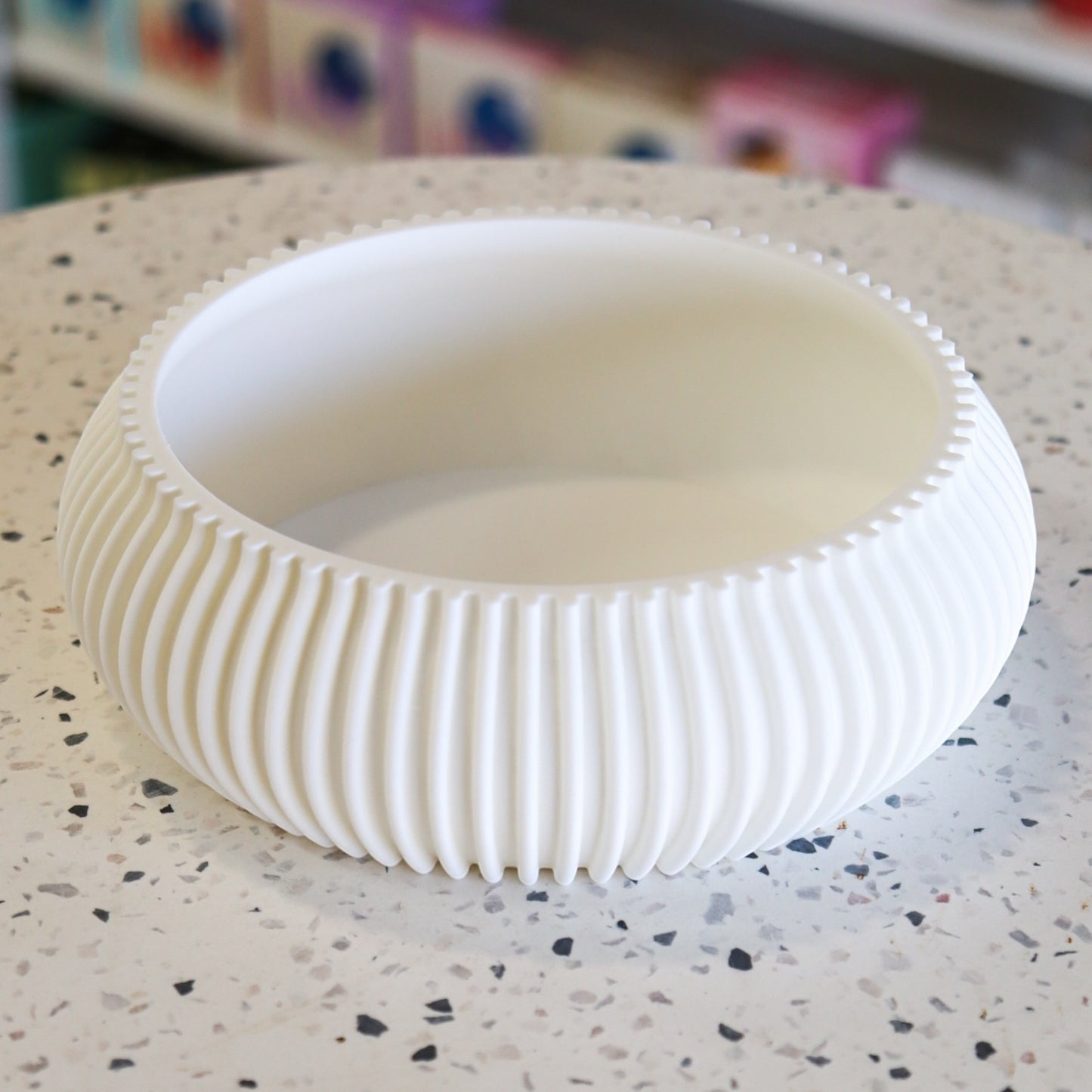 Printing Potters Ribbed Key Bowl, White