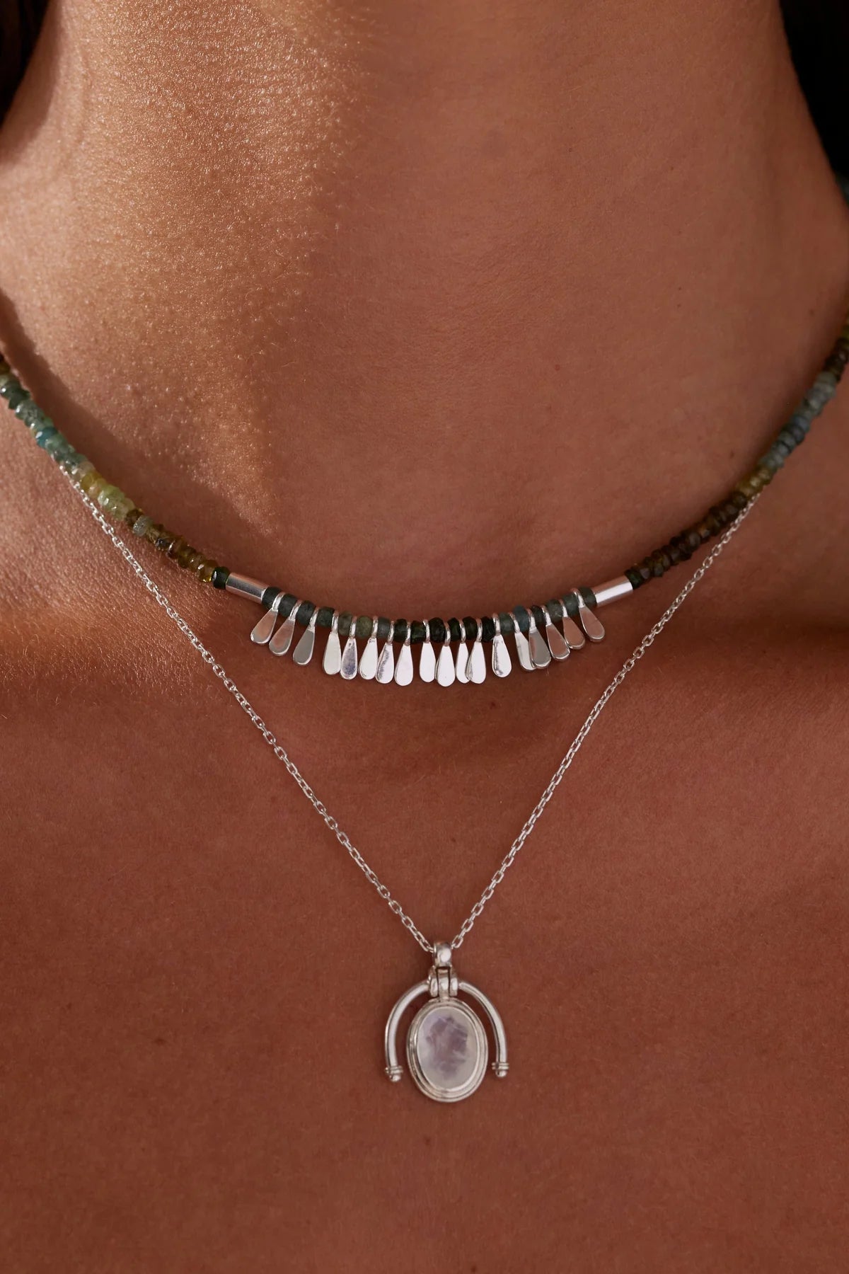 ToniMay Flora Tourmaline Tassel Necklace, Silver