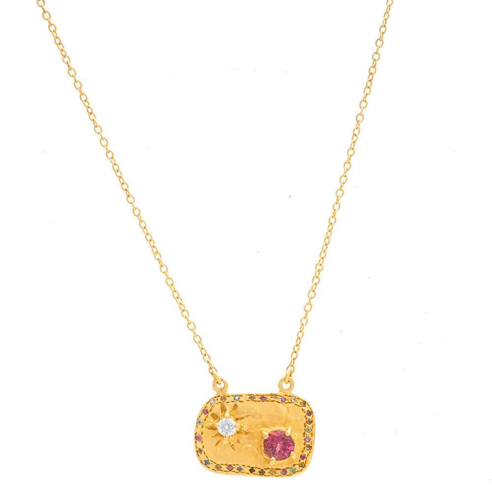 Rubyteva Pink Tourmaline Fez Necklace, Gold