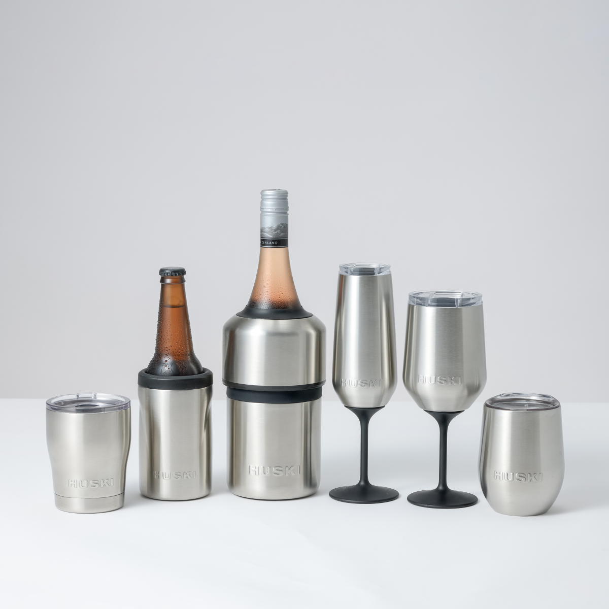 Huski Champagne Flute, Brushed Stainless