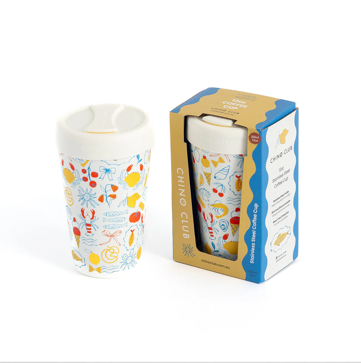 Chino Club Stainless Steel 12oz Coffee Cup, Amalfi