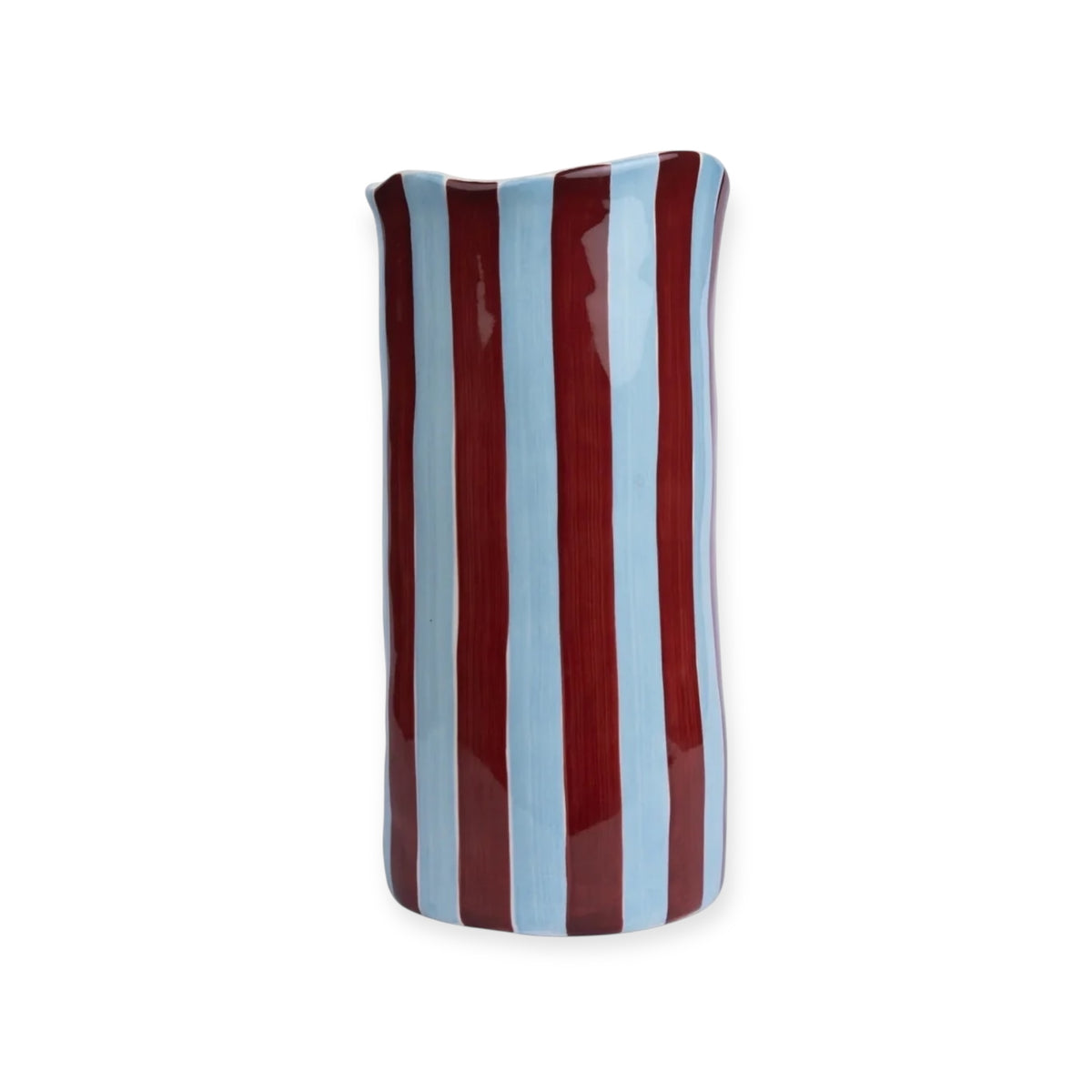 Noss & Co Large Stripe Vase, Burgundy & Blue