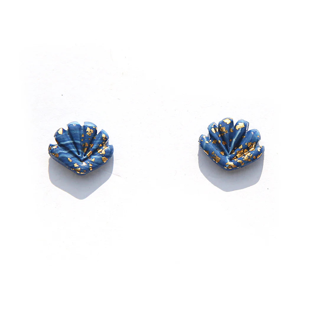 Kingston Shell Stud Earrings, Blue