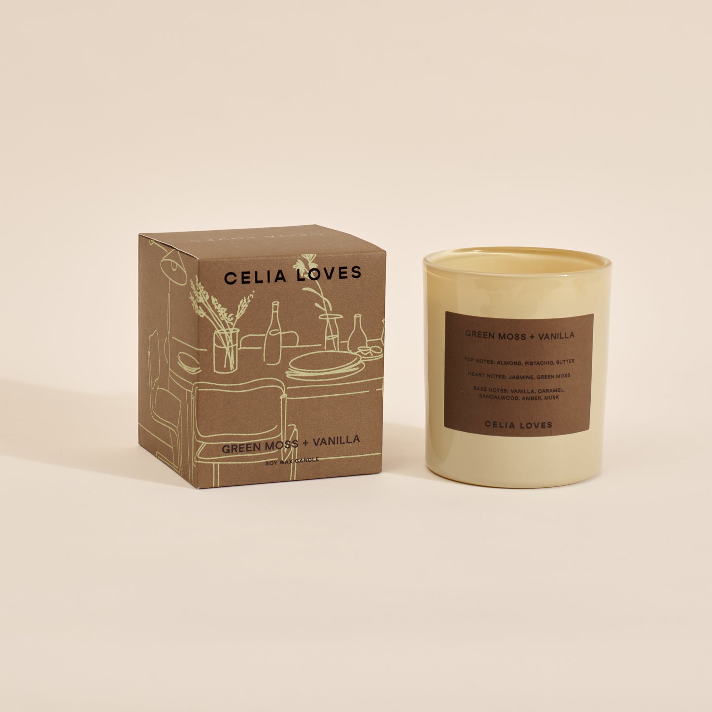Celia Loves Candle, Green Moss & Vanilla