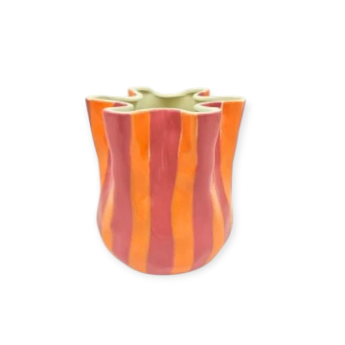 Noss & Co Fold Stripe Vase, Pink & Orange