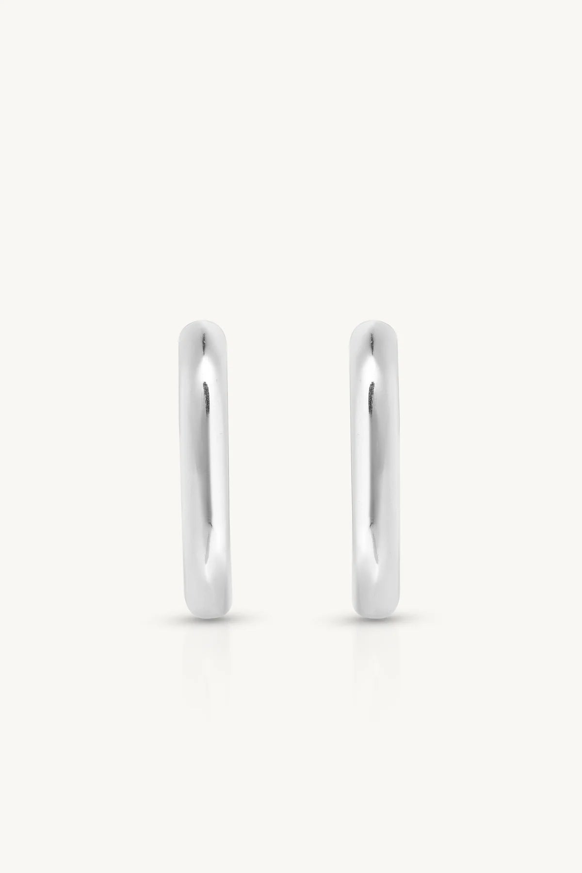 ToniMay Paperclip Polished Huggies, Medium Silver
