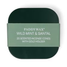 Paddywax 20 Incense Cones + Holder, Wild Mint & Santal