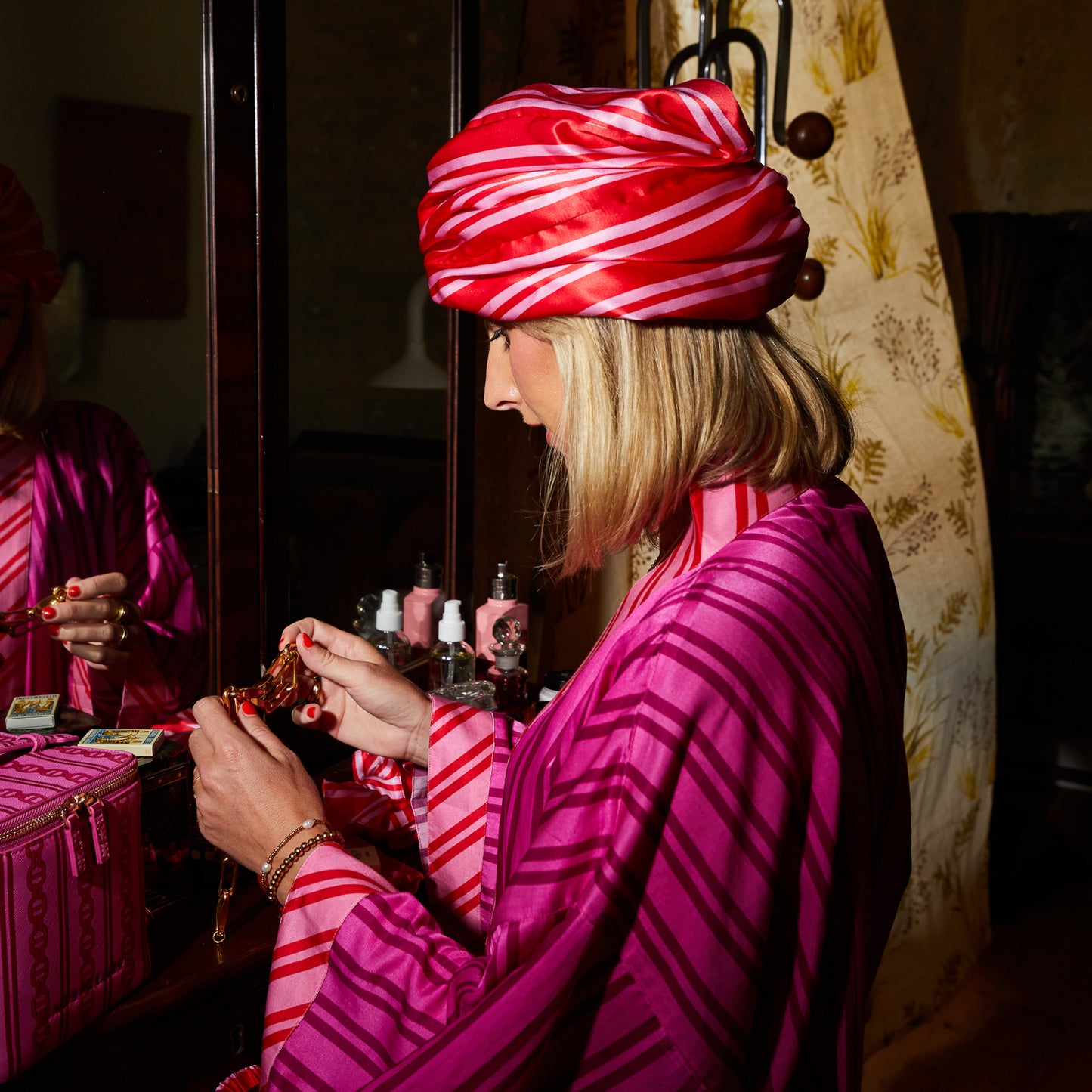 Sage & Clare Taylor Silk Hair Turban, Scarlet
