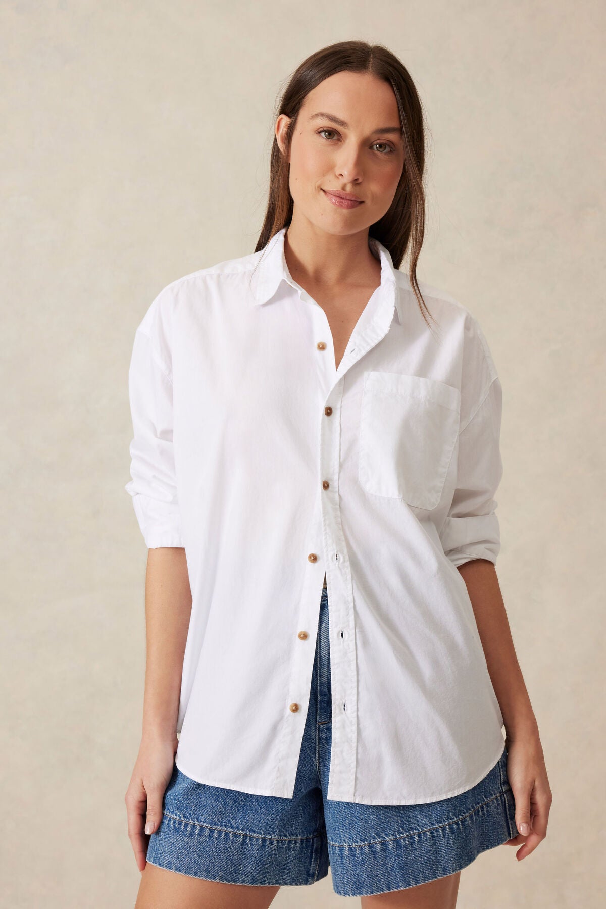 Ceres Life Peta Oversized Shirt, White