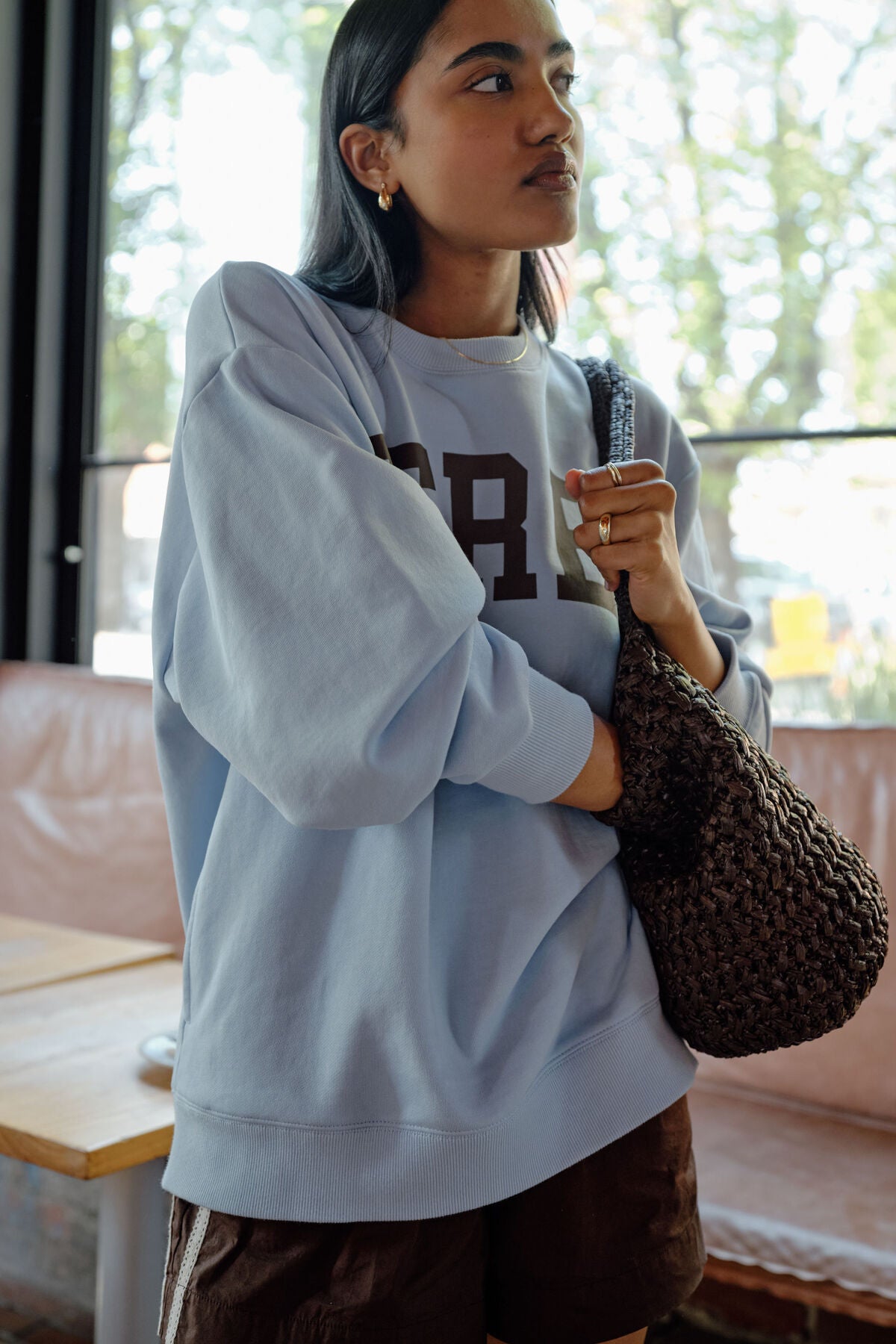 Ceres Life Isla Oversized Slouchy Crew, Chalk Blue