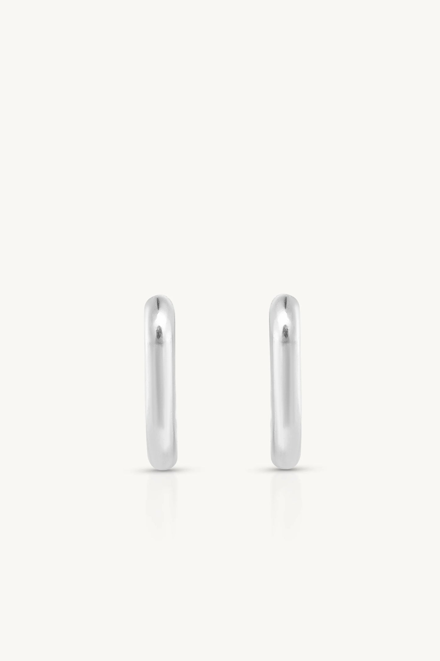 ToniMay Paperclip Polished Huggies, Small Silver