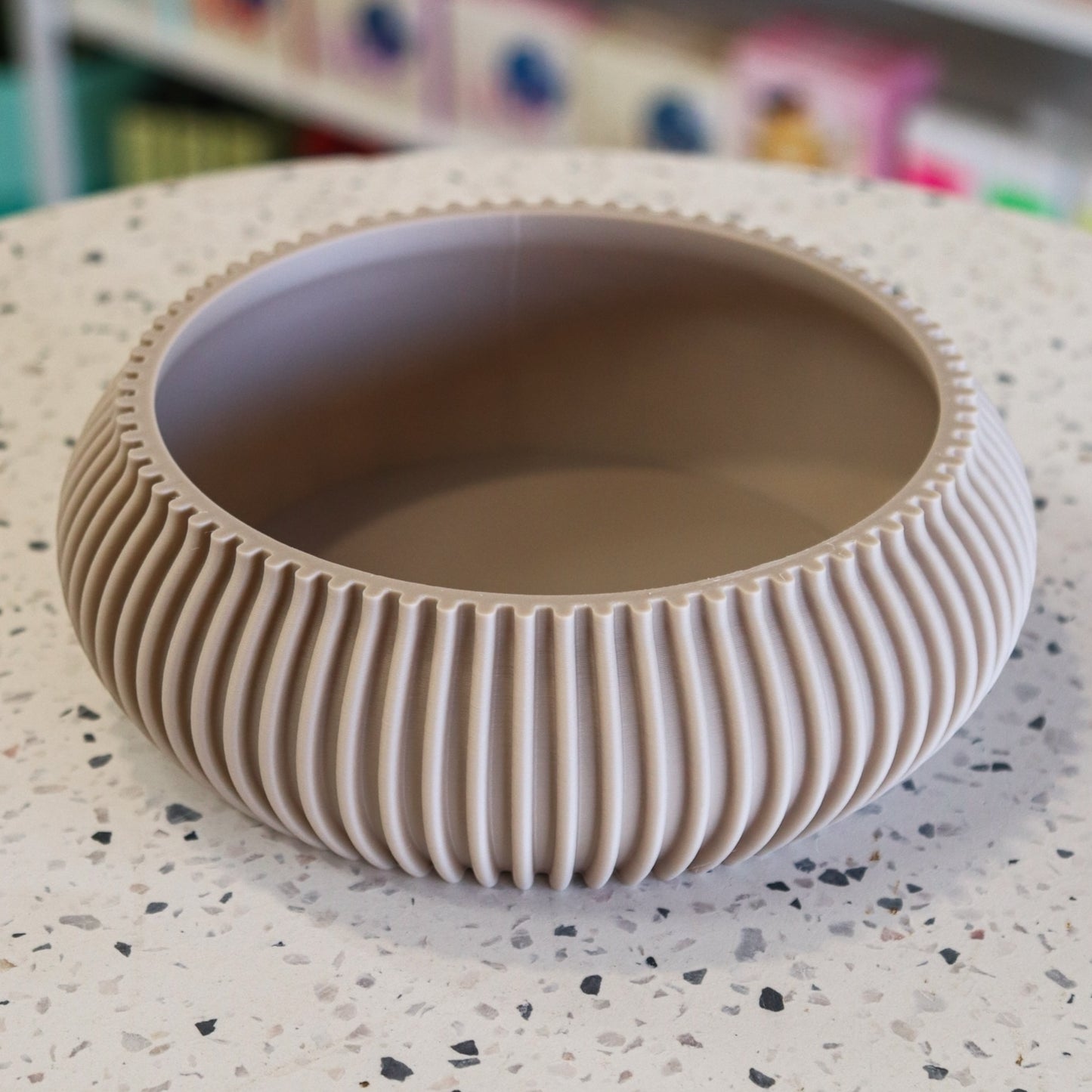 Printing Potters Ribbed Key Bowl, Oatmeal