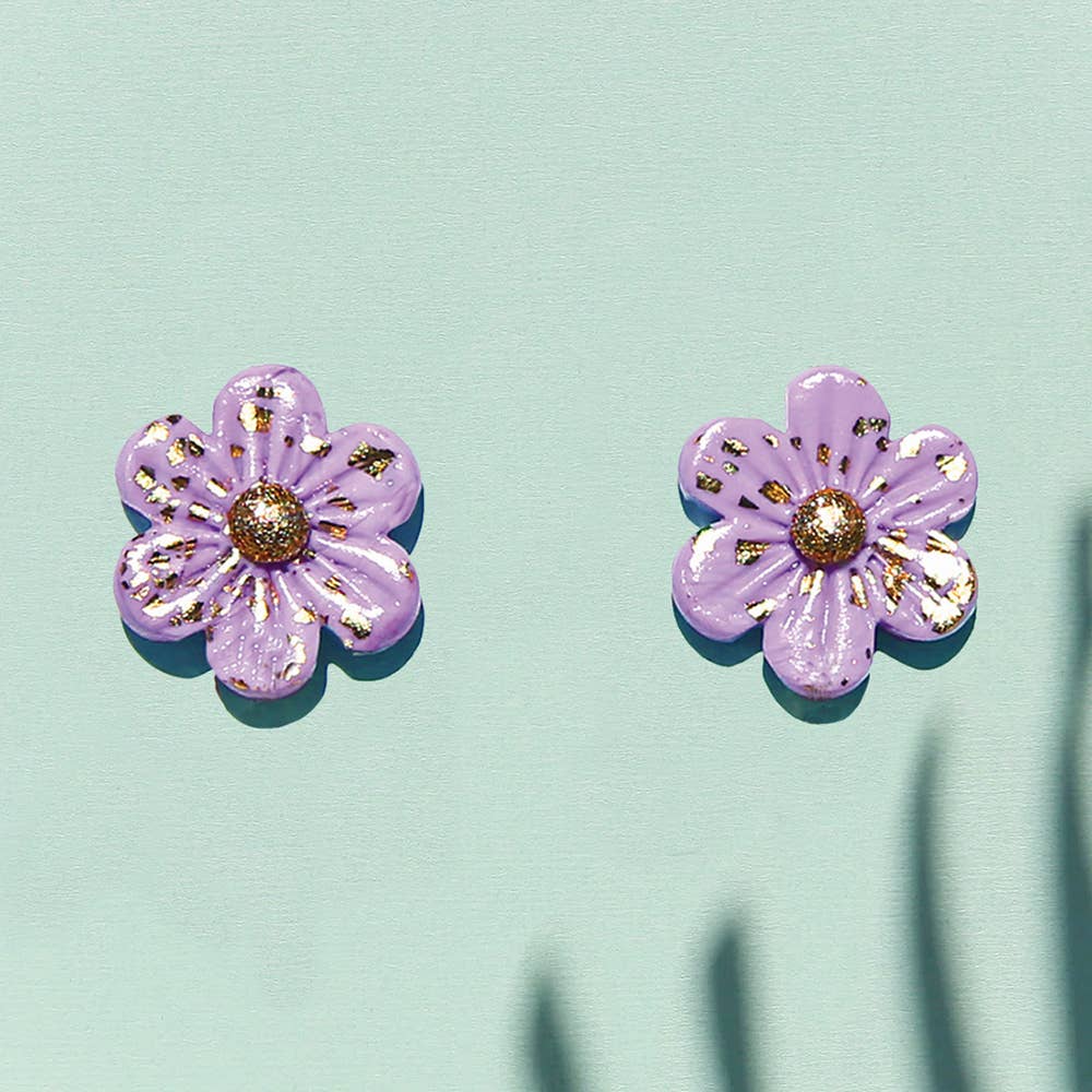 Kingston Stud Earrings, Large Lilac Daisy