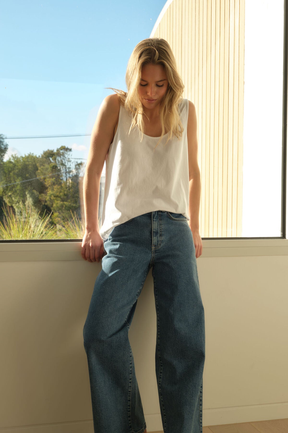 Ceres Life Bloom Slouchy Scoop Tank, White