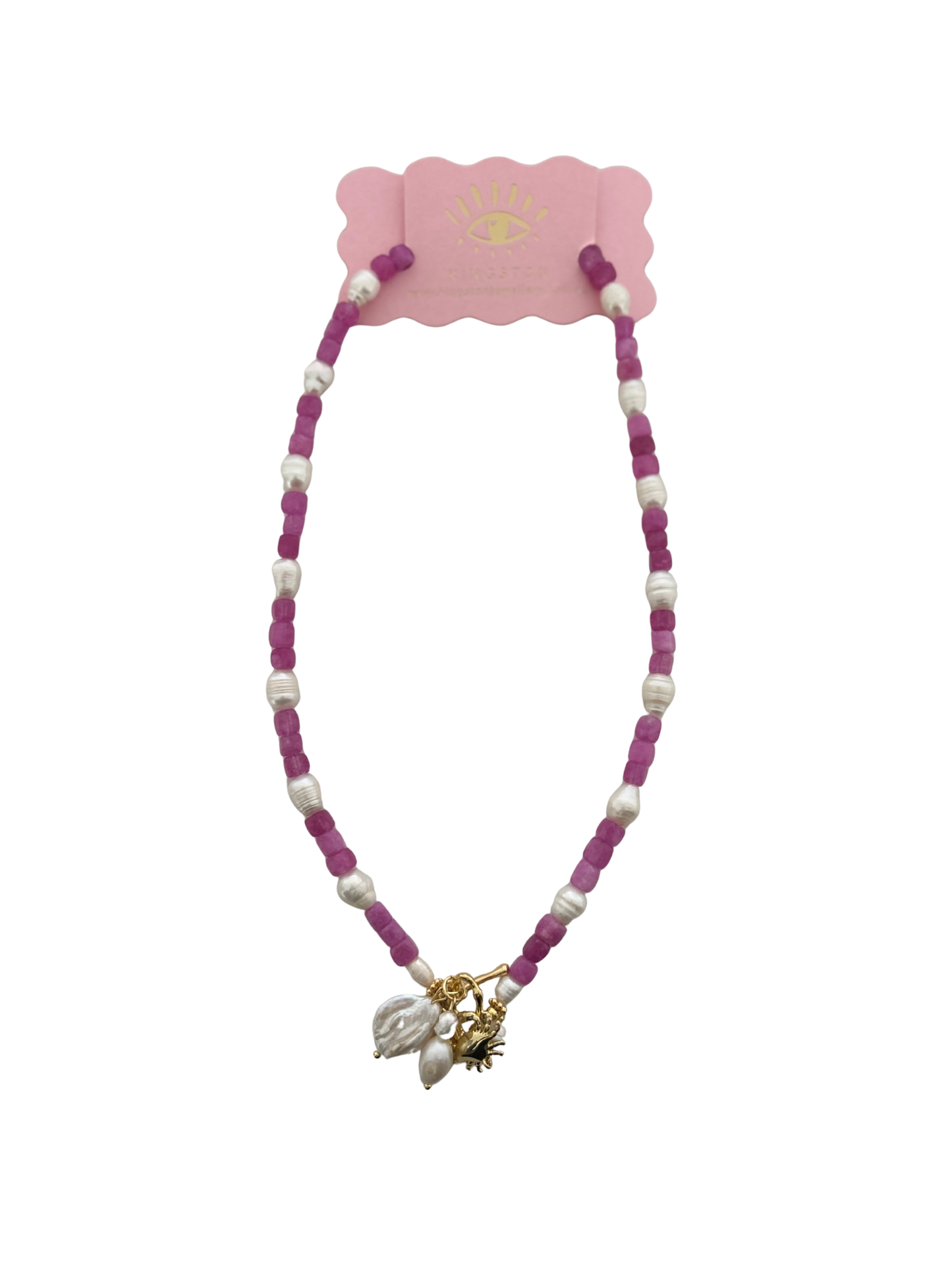 Kingston Necklace, Berry Crab Fob