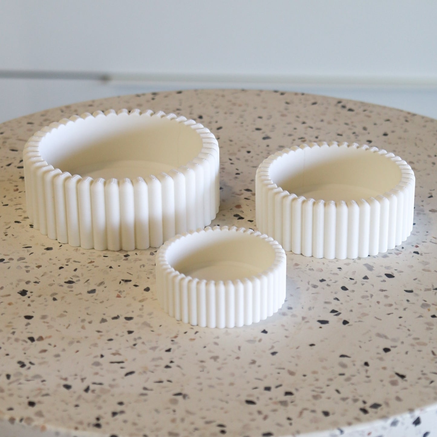 Printing Potters Scalloped Trinket Bowl Set, White