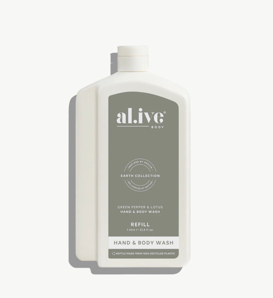 Al.ive Hand & Body Wash Refill, Green Pepper & Lotus