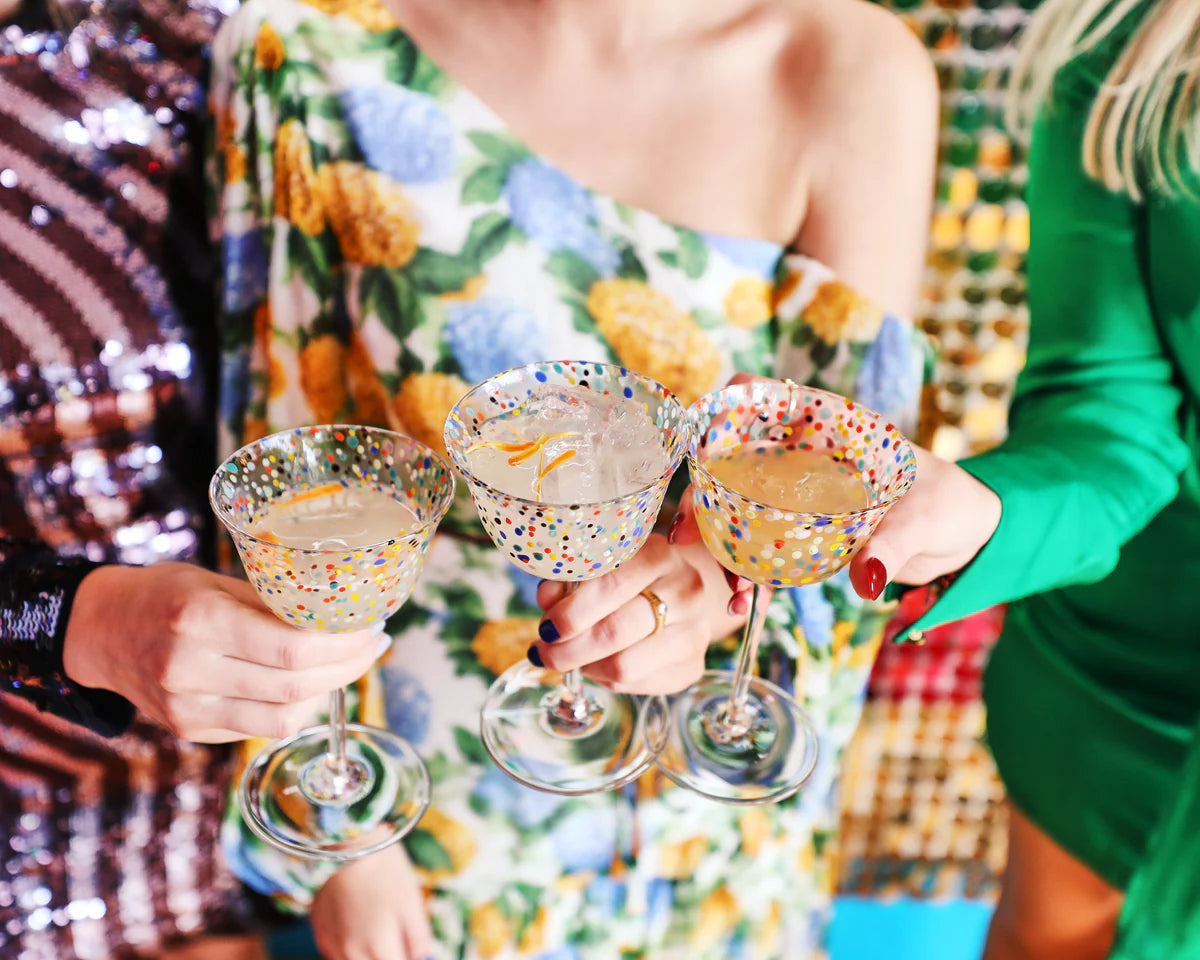 Kip & Co Party Speckle Coupe Glass, 2 Piece Set