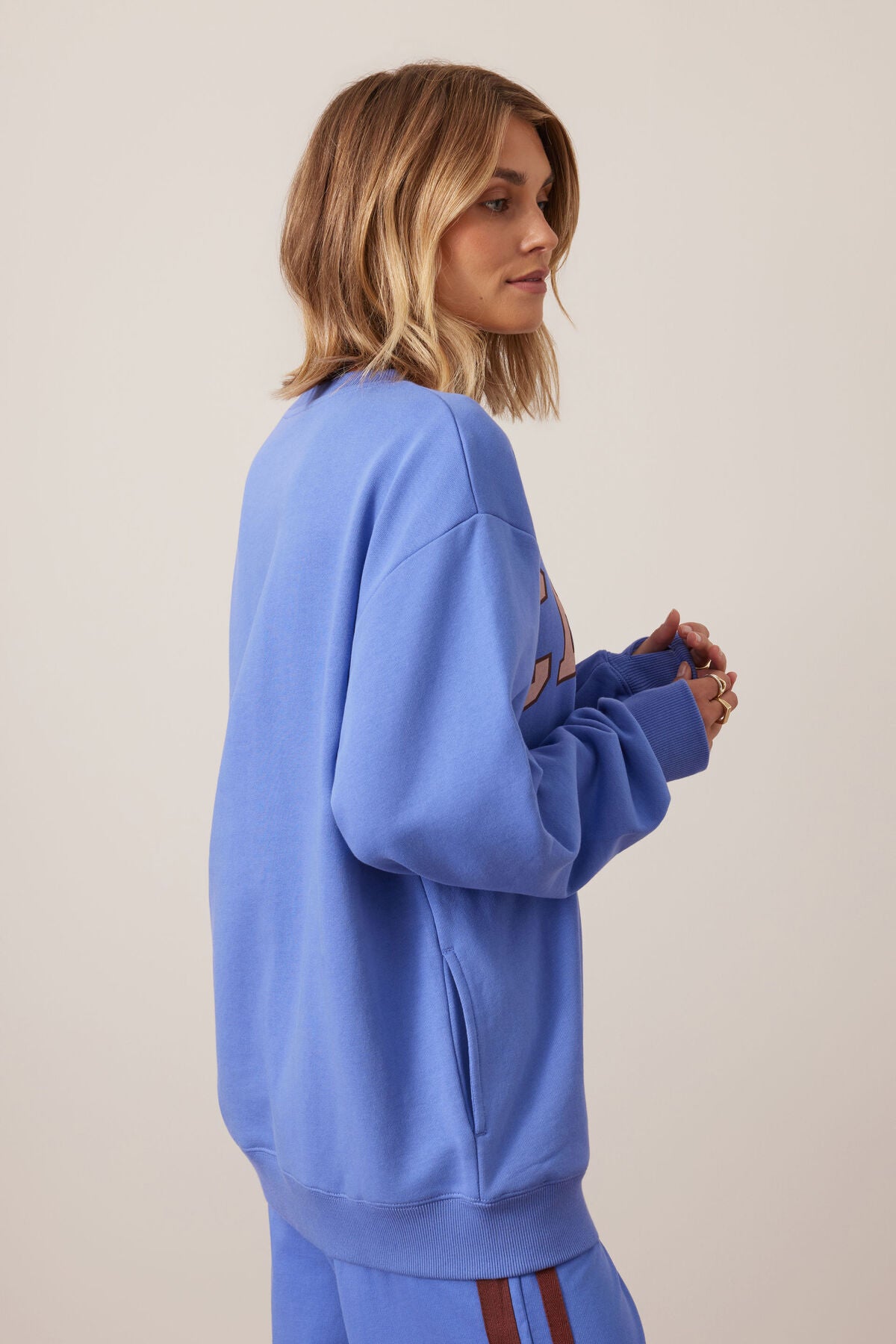 Ceres Life Isla Oversized Slouchy Crew, Vintage Blue Pink Clay Burnt Toffee