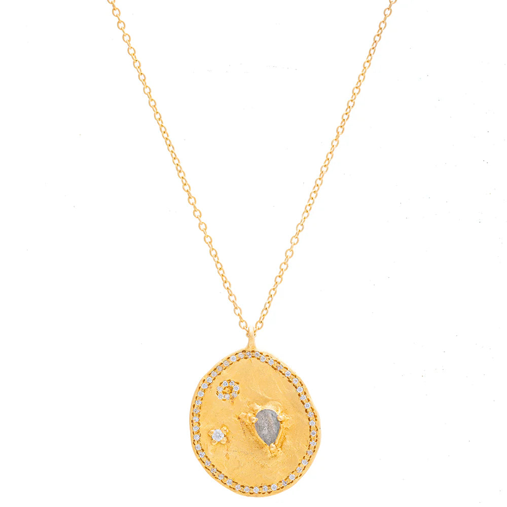 Rubyteva Labradorite Florence Necklace, Gold