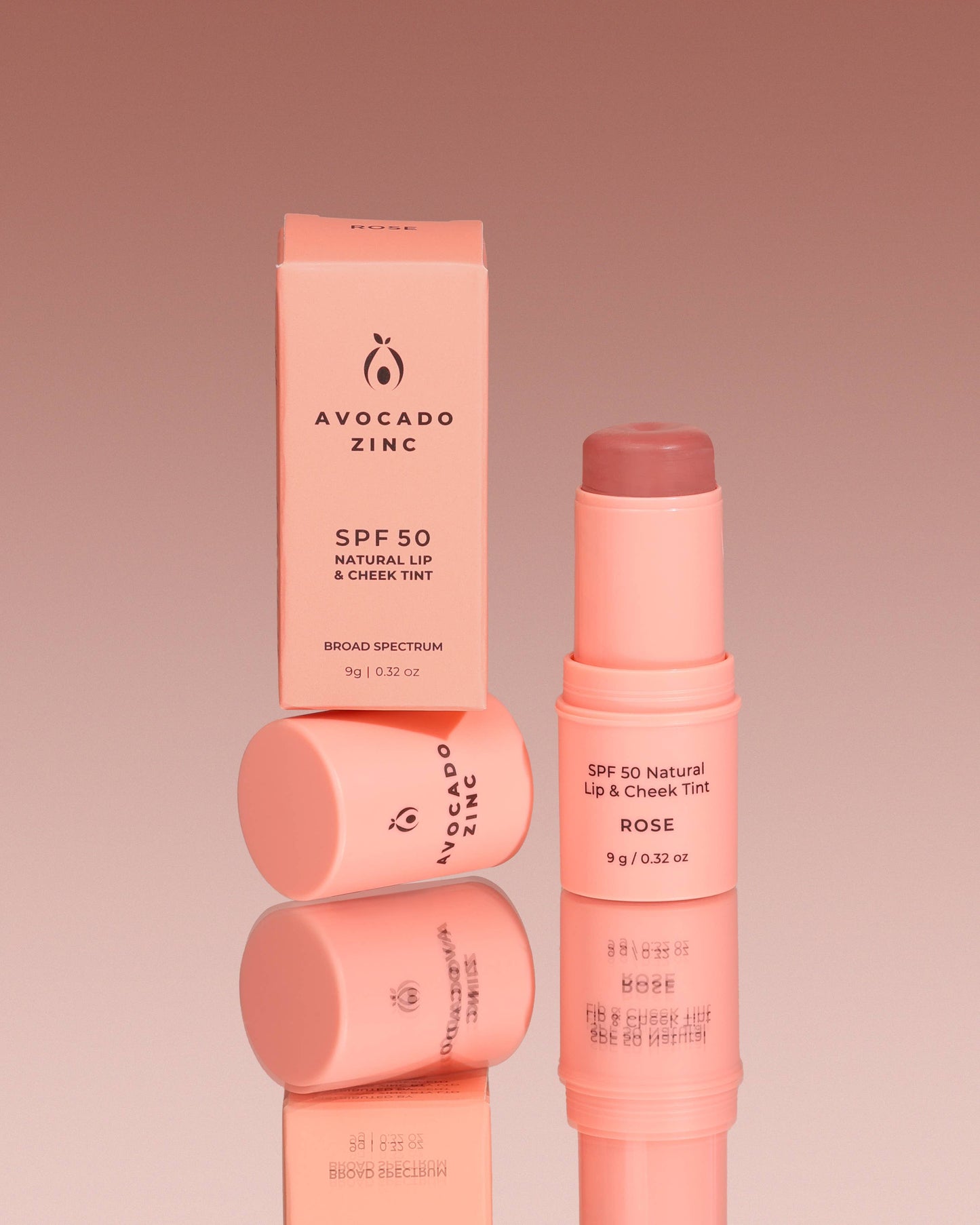 Avocado Zinc SPF 50 Natural Lip & Cheek Tint, Rose