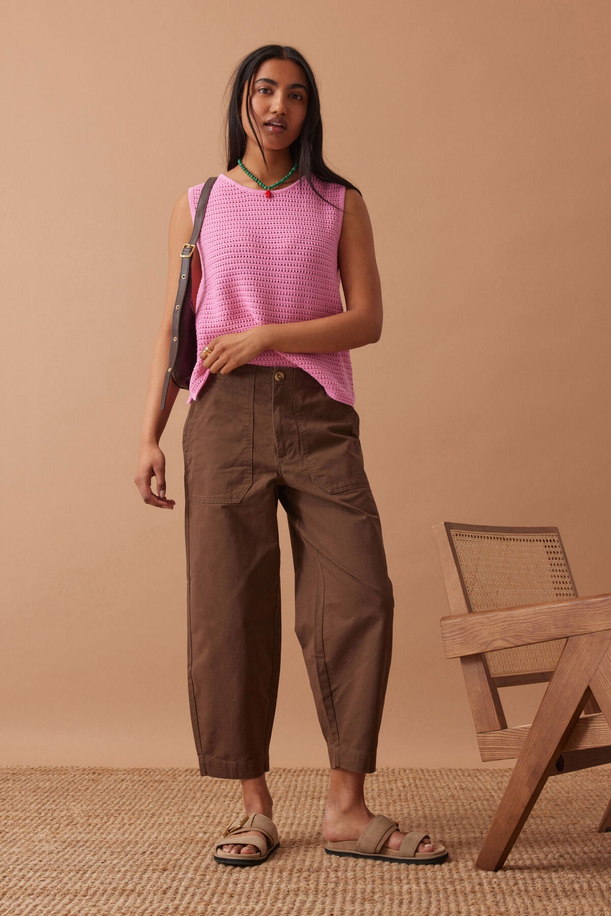 Ceres Life Margot Mesh Knit Tank, Hibiscus Pink