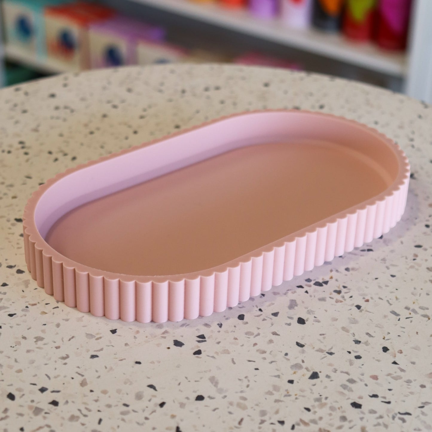 Printing Potters Scalloped Trinket Tray, Light Dusty Pink