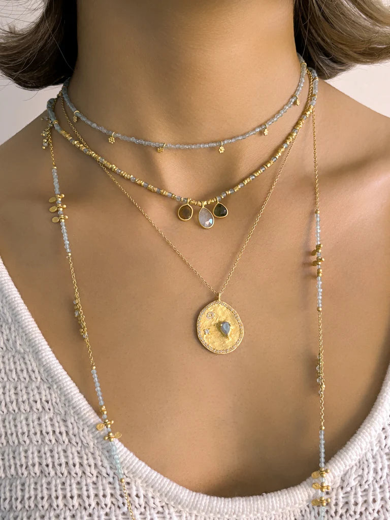Rubyteva Labradorite Florence Necklace, Gold