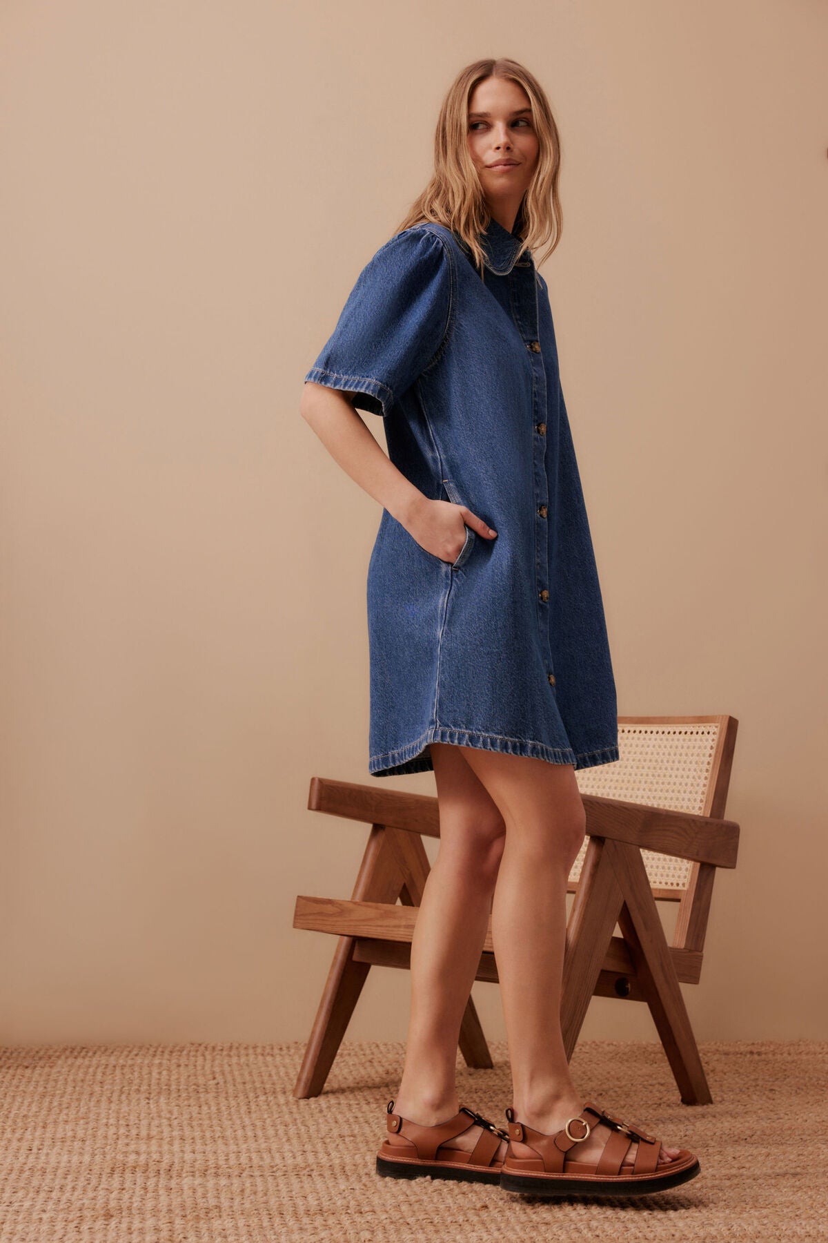 Ceres Life Sienna Denim Dress, Fresh Indigo