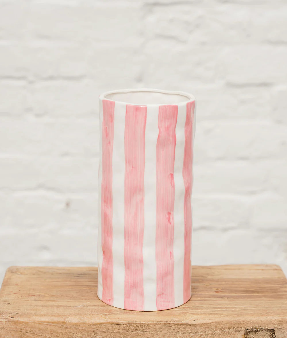Noss & Co Large Stripe Vase, Pink