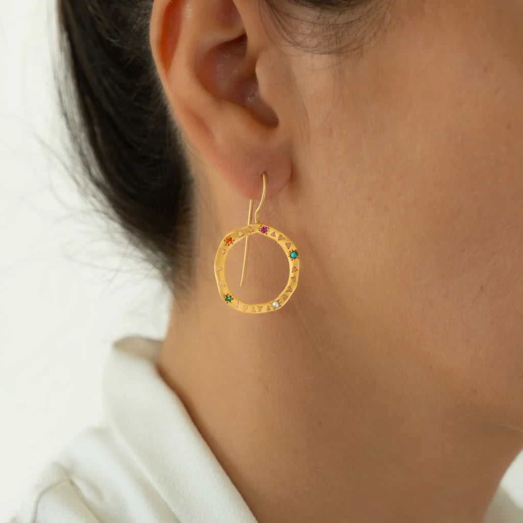Rubyteva Mixed Stone Safi Earrings, Gold