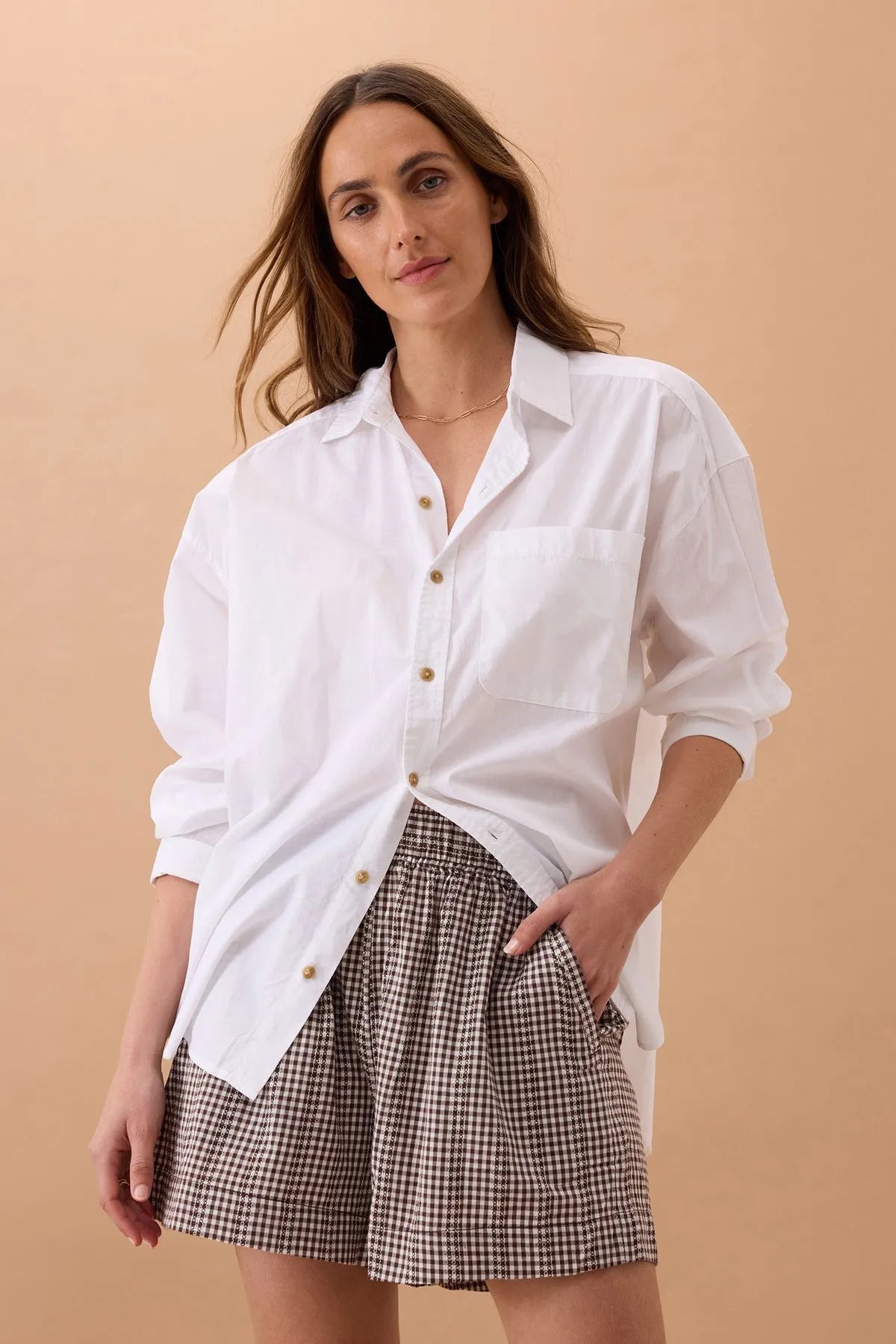 Ceres Life Mila Short, Chocolate Gingham