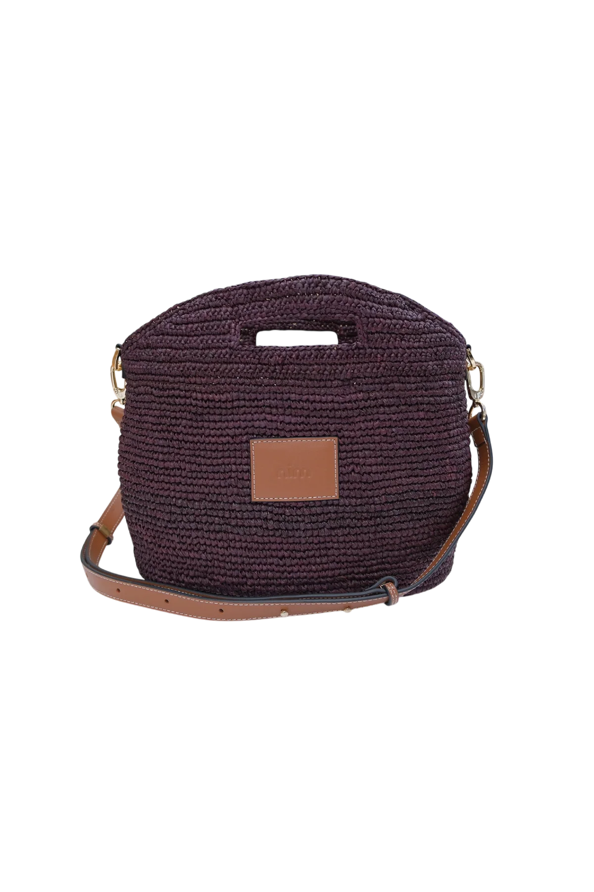 Nim The Label Leather Trimmed Raffia BB, Cocoa