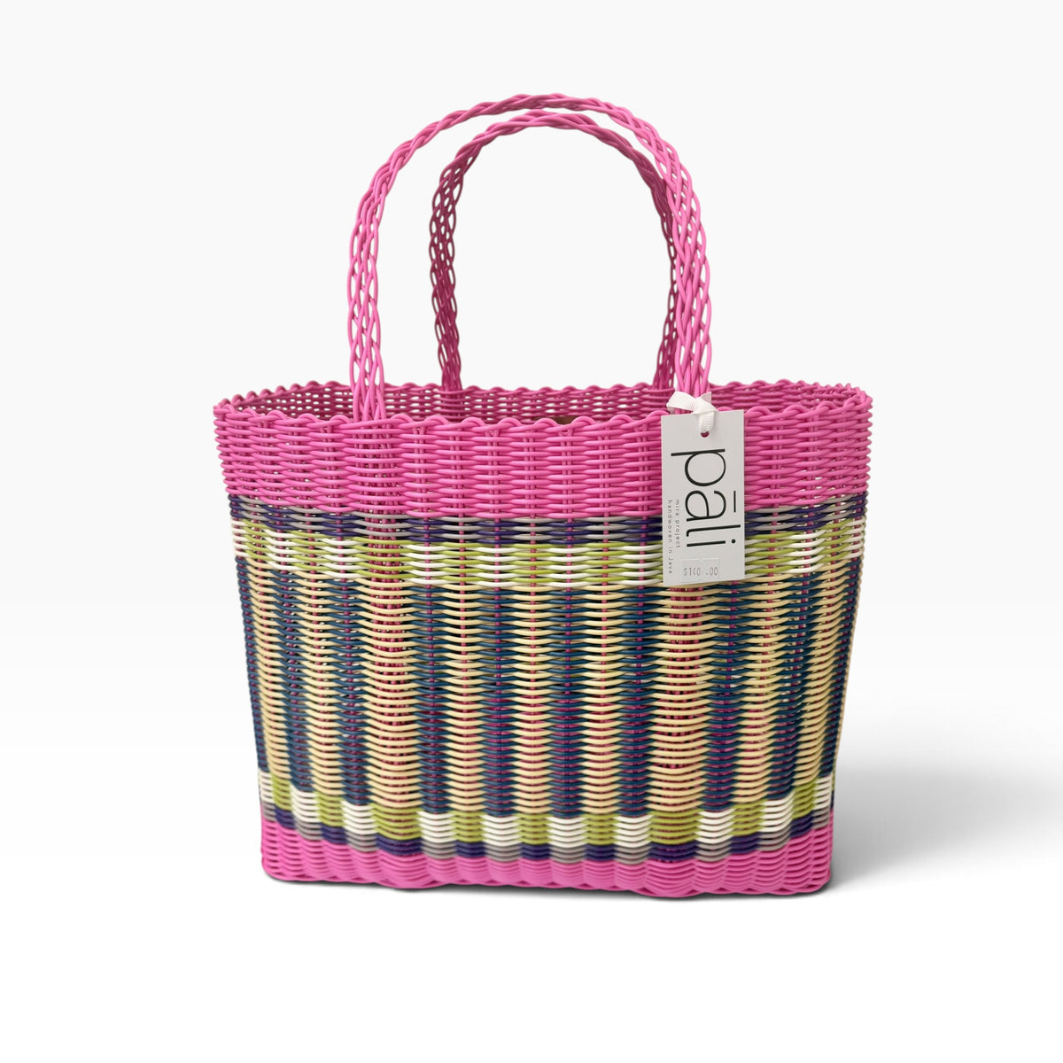 Pāli X-Large Mira Stripe Bag, Flamingo