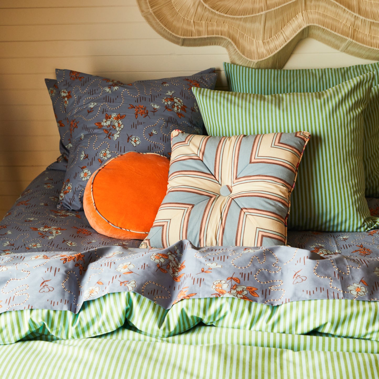 Sage & Clare Samode Stripe Cushion, Blue Jean