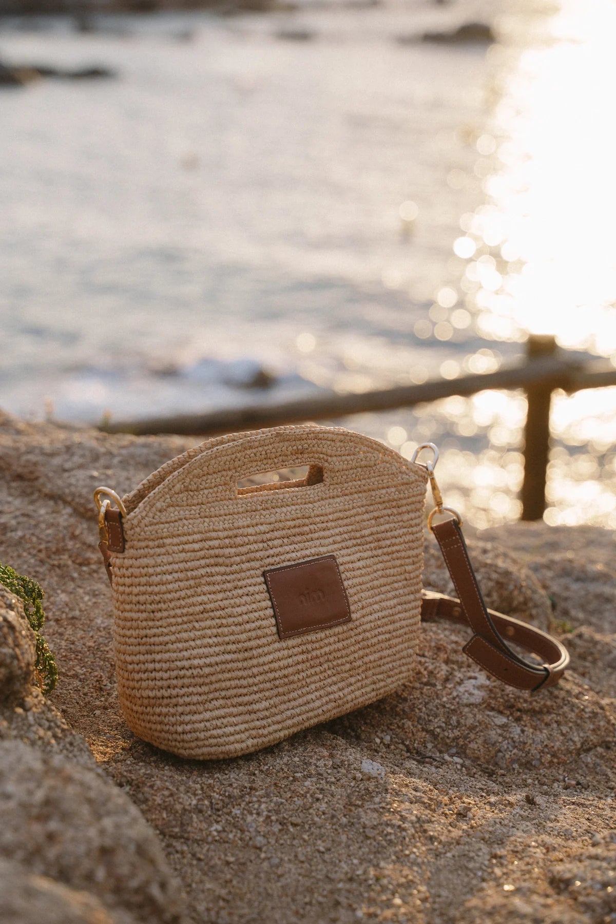 Nim The Label Leather Trimmed Raffia Mini