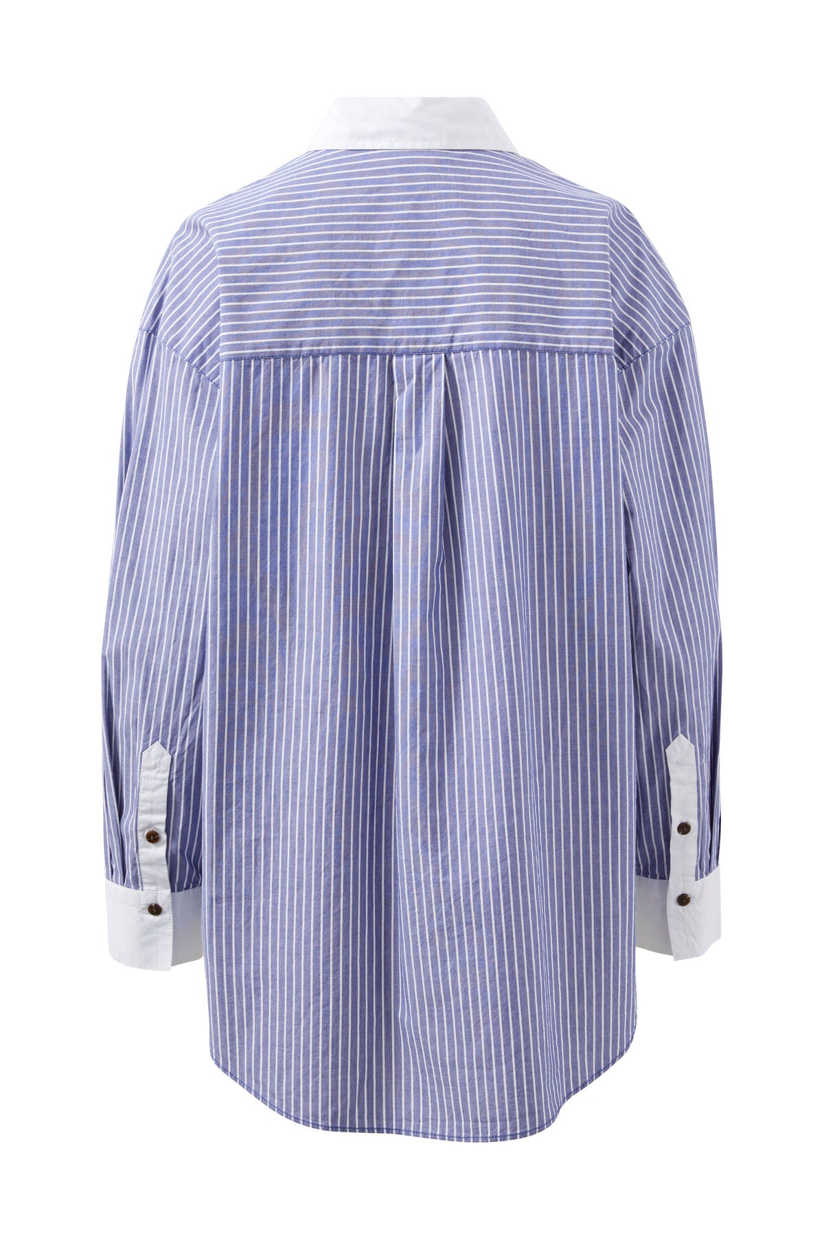 Ceres Life Peta Oversized Shirt, Blue Stripe White Collar