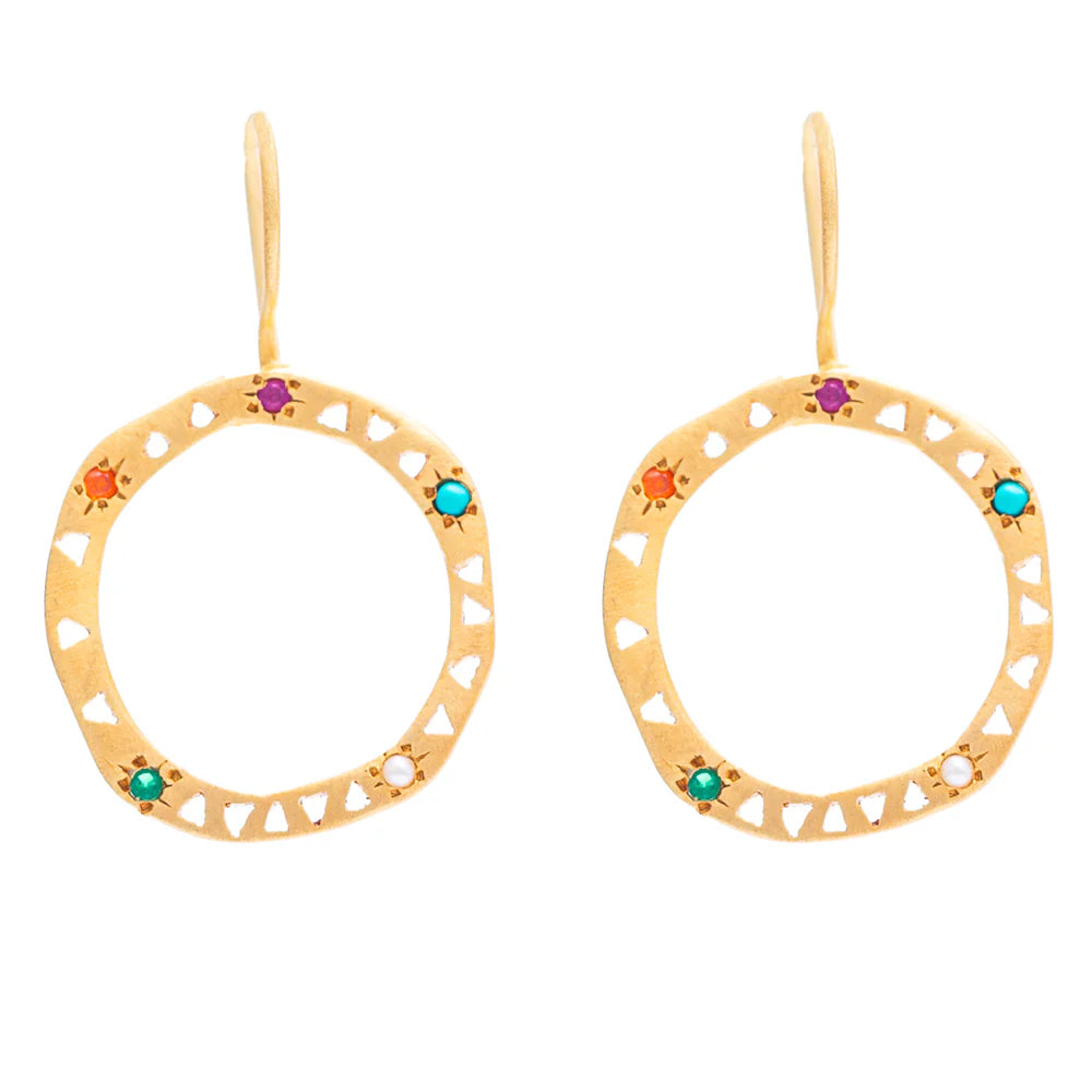 Rubyteva Mixed Stone Safi Earrings, Gold